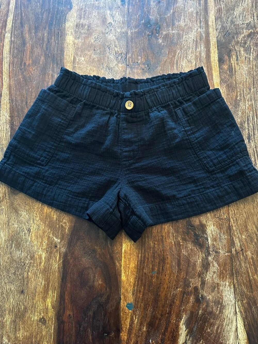 Old Navy - Girls Black Cotton Gauze Pull On Shorts - L 10-12